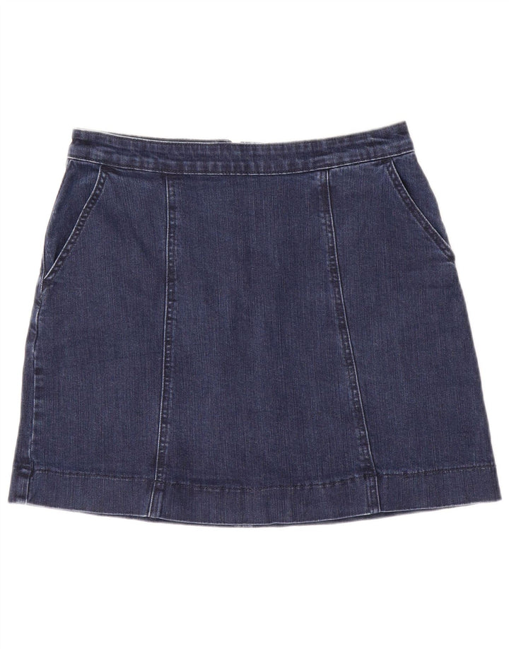 Oasis Dame denimnederdel UK 12 Medium W28 Marineblå Bomuld