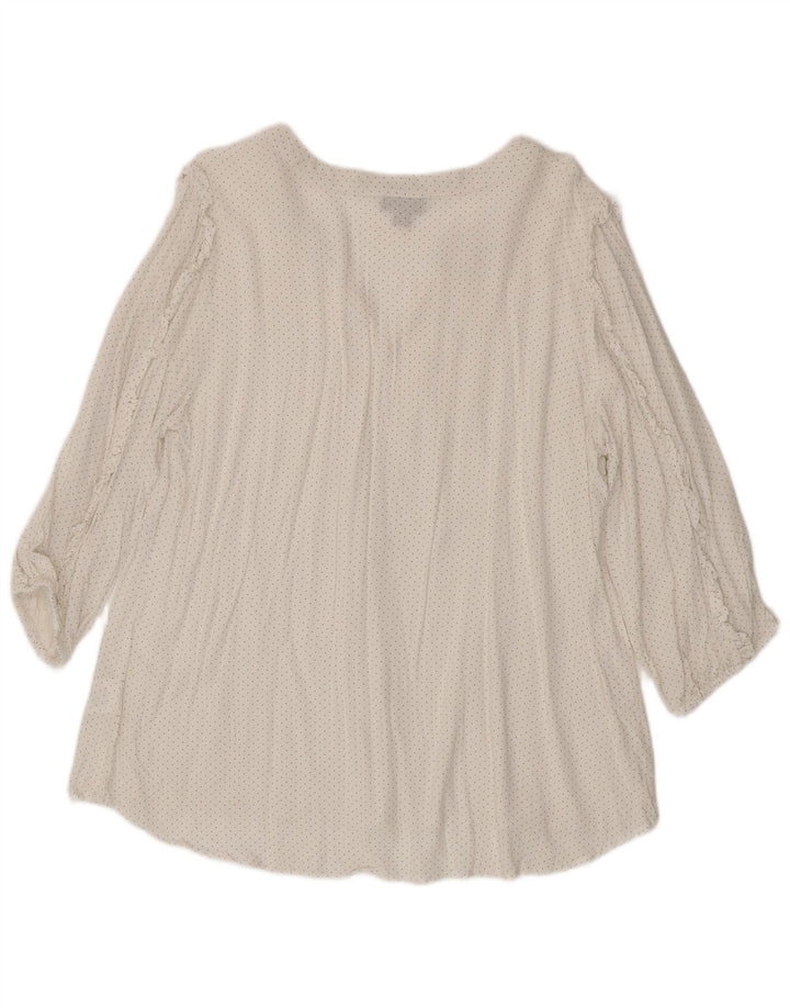 Autograf Dame 3/4 ærmet bluse Top UK 16 Large White Spotted Viscose