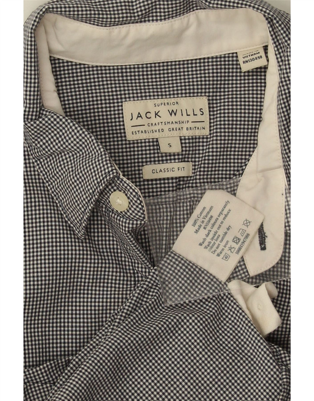 Jack Wills Herre Classic Fit skjorte lille sort Gingham bomuld