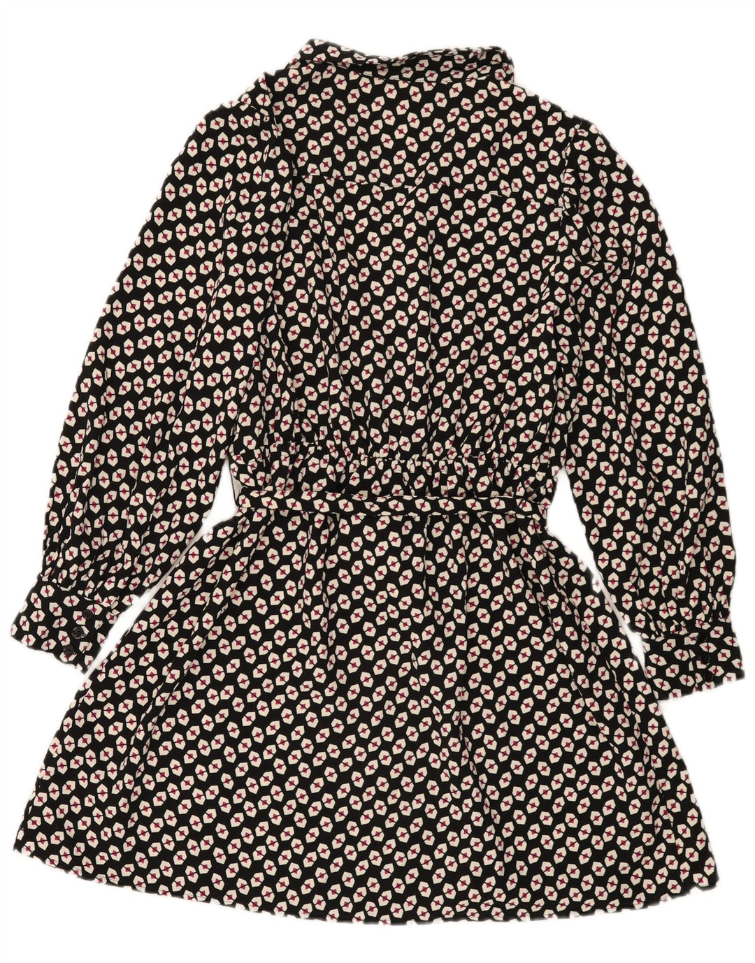 Marks & Spencer skjortekjole til kvinder UK 14 Stor sort geometrisk polyester