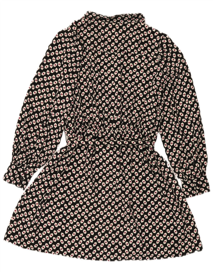 Marks & Spencer skjortekjole til kvinder UK 14 Stor sort geometrisk polyester