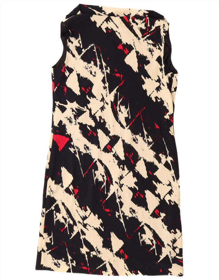 Jaeger Womens Sleeveless Sheath Dress UK 14 Large Black Geometric Polyester