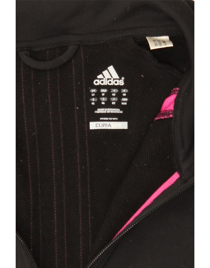 ADIDAS Womens Climalite Tracksuit Top Jacket UK 14 Large Black Polyester Vintage Adidas and Second-Hand Adidas from Messina Hembry 