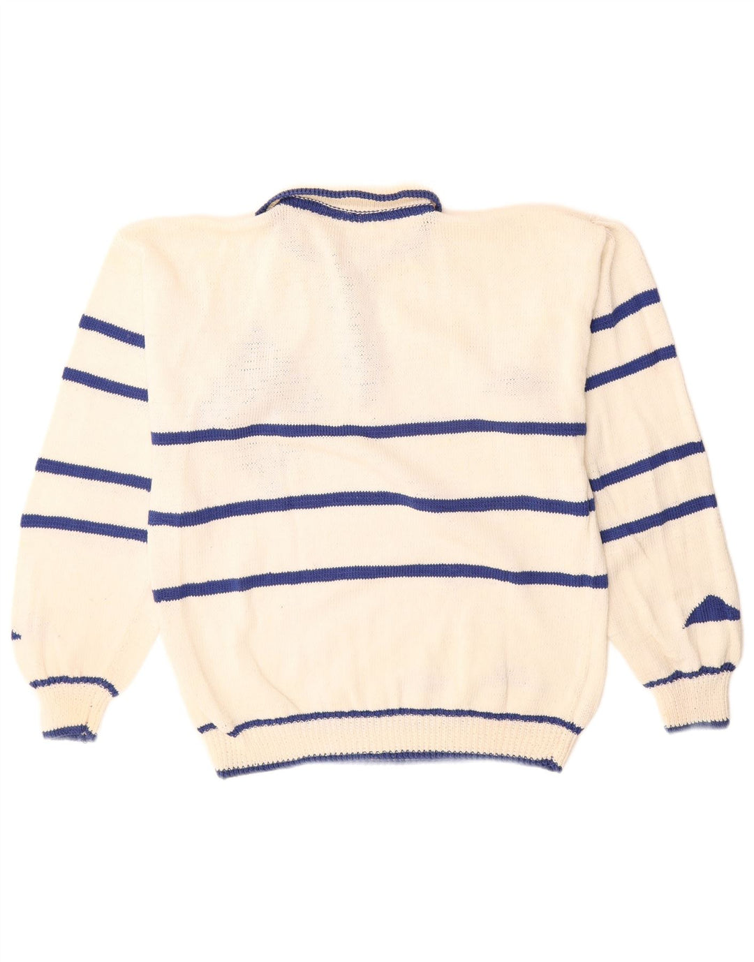 Vintage herre polo hals sweater medium hvid geometrisk