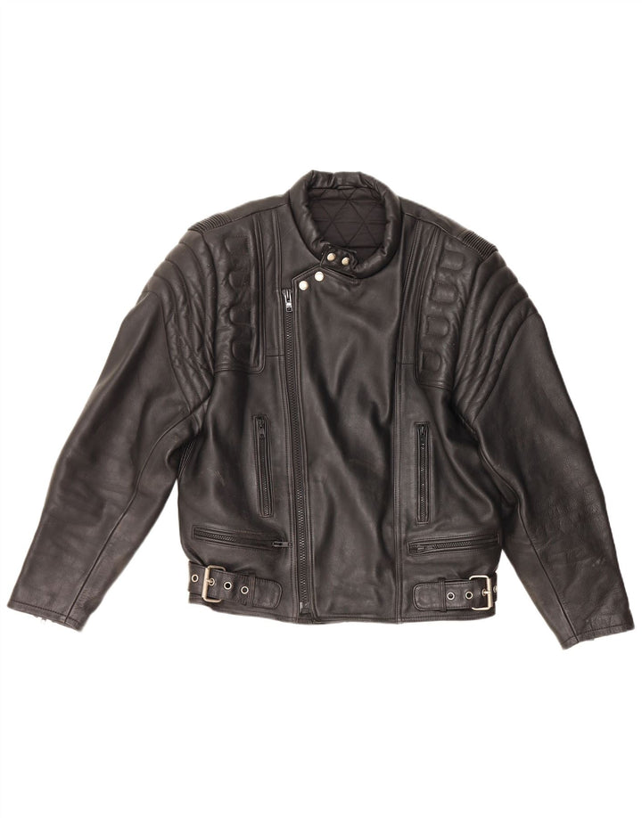 Vintage Herre Motorcykel Læder Biker Jacket UK 36 Lille Sort Læder