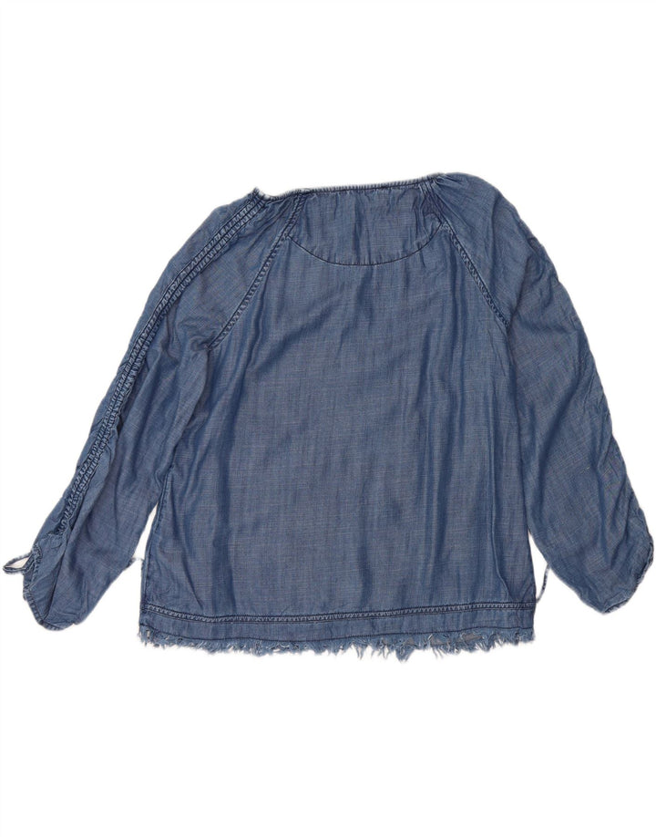 Marks & Spencer Dame Langærmet Bluse Top UK 14 Medium Blue Floral