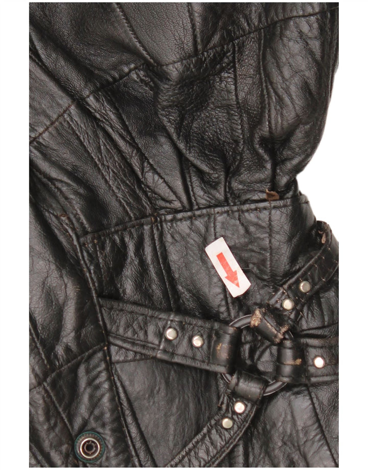 Vintage kvinde bomber læderjakke UK 12 Medium sort læder
