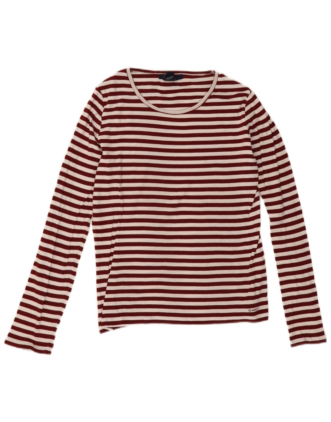 Gant Dame Top Langærmet UK 12 Medium Bourgogne stribet