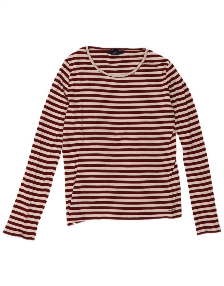 Gant Dame Top Langærmet UK 12 Medium Bourgogne stribet