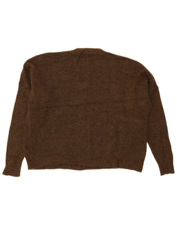 Marks & Spencer Dame Crop Crew Neck Jumper Sweater UK 16 Large Khaki