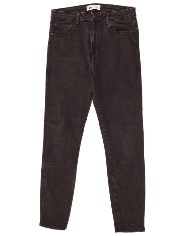 Zara Dame Højtalje Skinny Jeans EU 42 Large W32 L28 Sort Bomuld