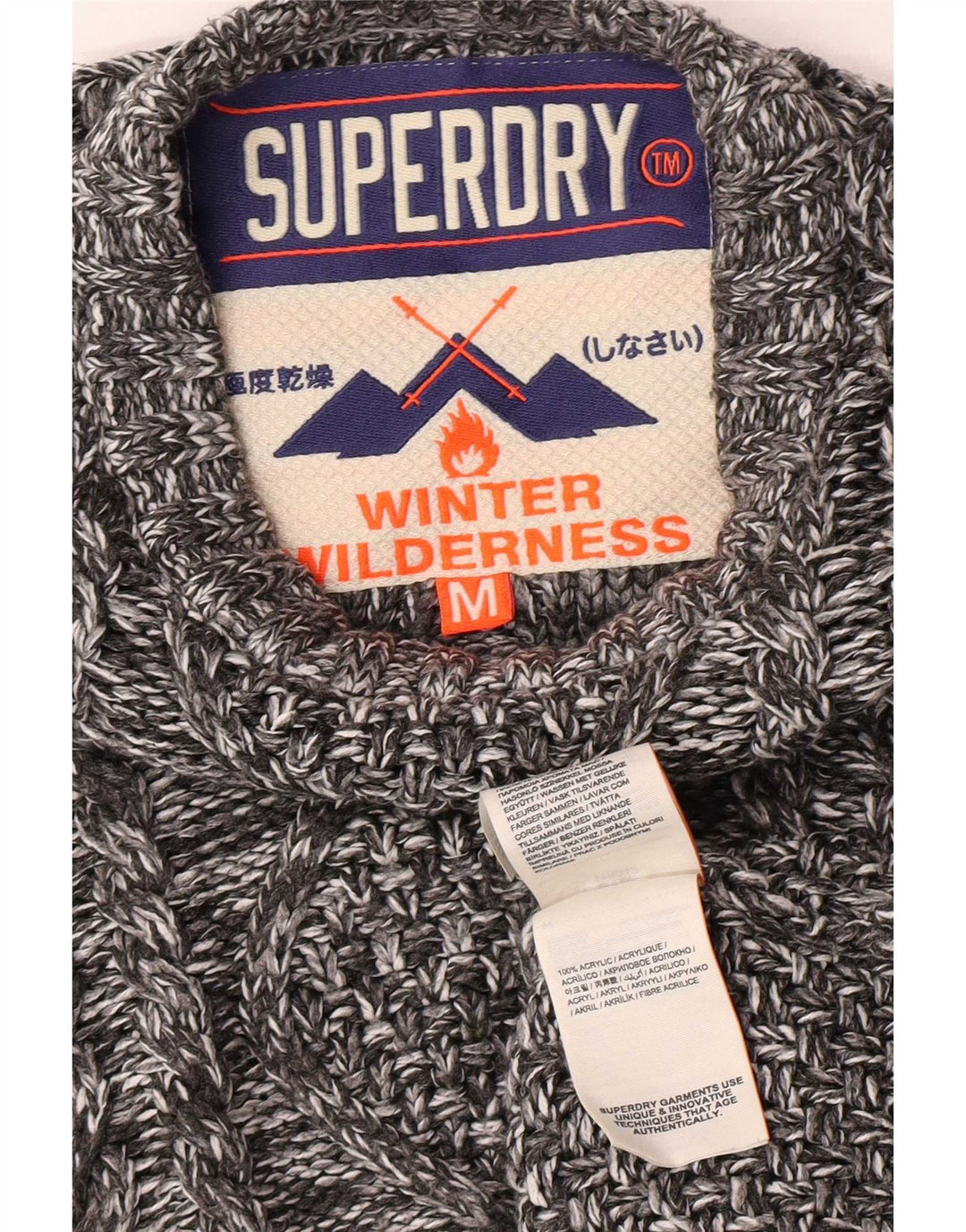 Superdry trøje med rund hals til mænd mellem grå flækket akryl vinter