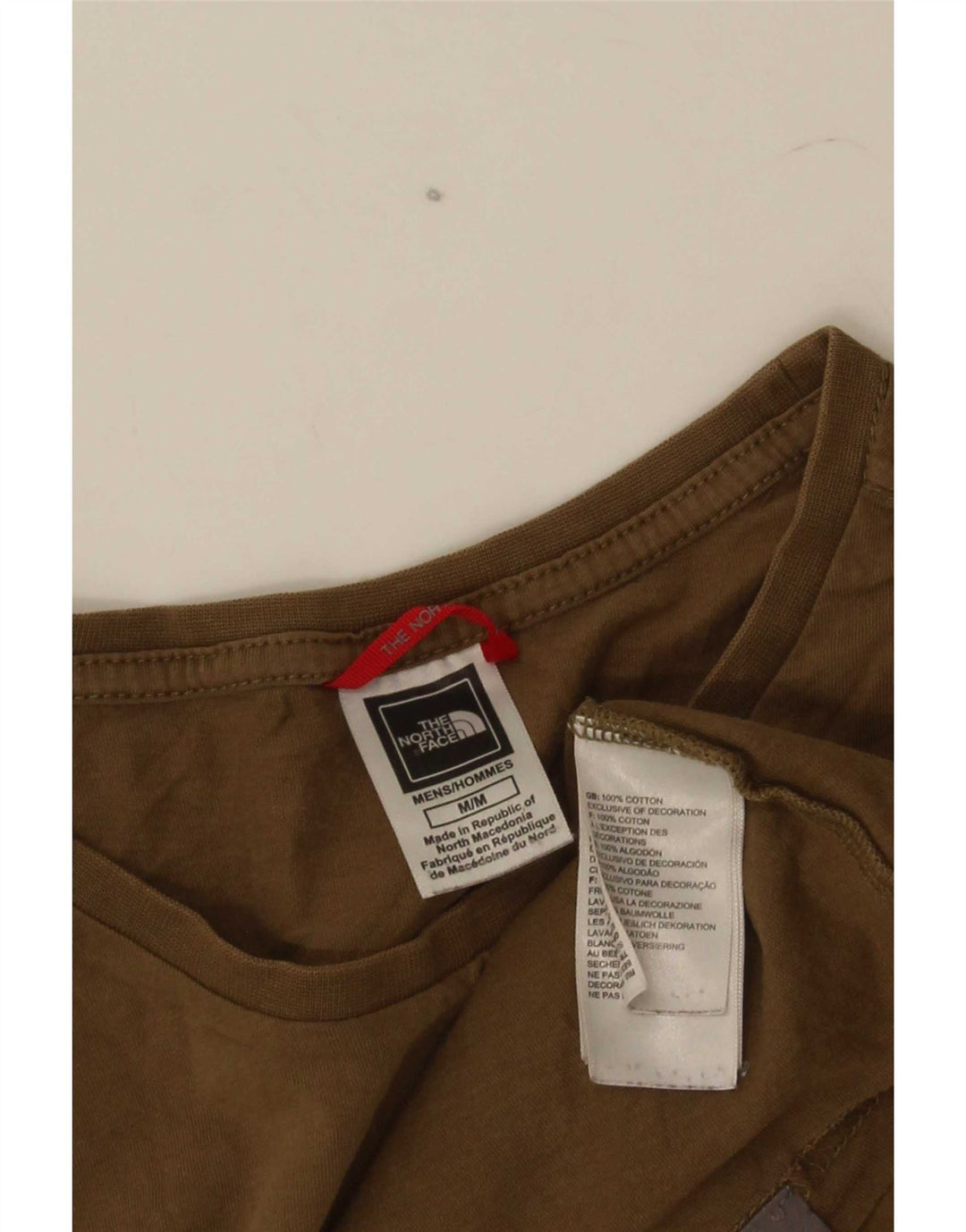 The North Face Herre grafisk T-shirt Top Medium Khaki Bomuld