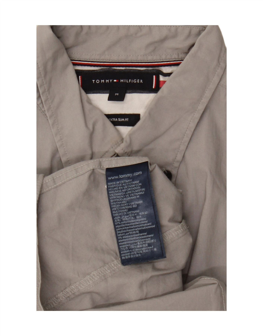 Tommy Hilfiger Herre Extra Slim Fit skjorte Medium Grå Bomuld