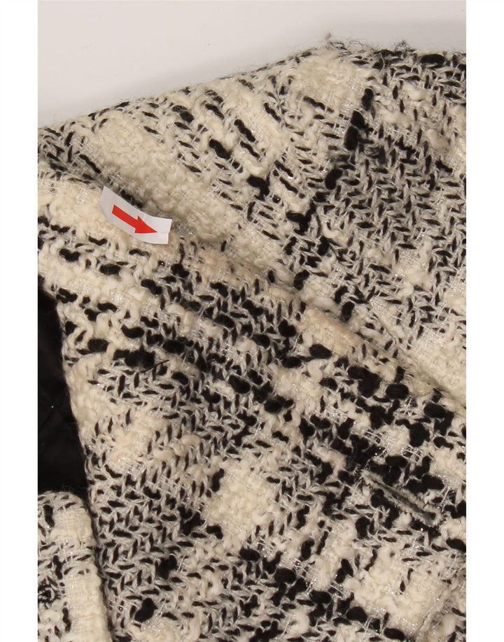 Zara Dame Dobbeltradet jakke UK 10 Small White Check