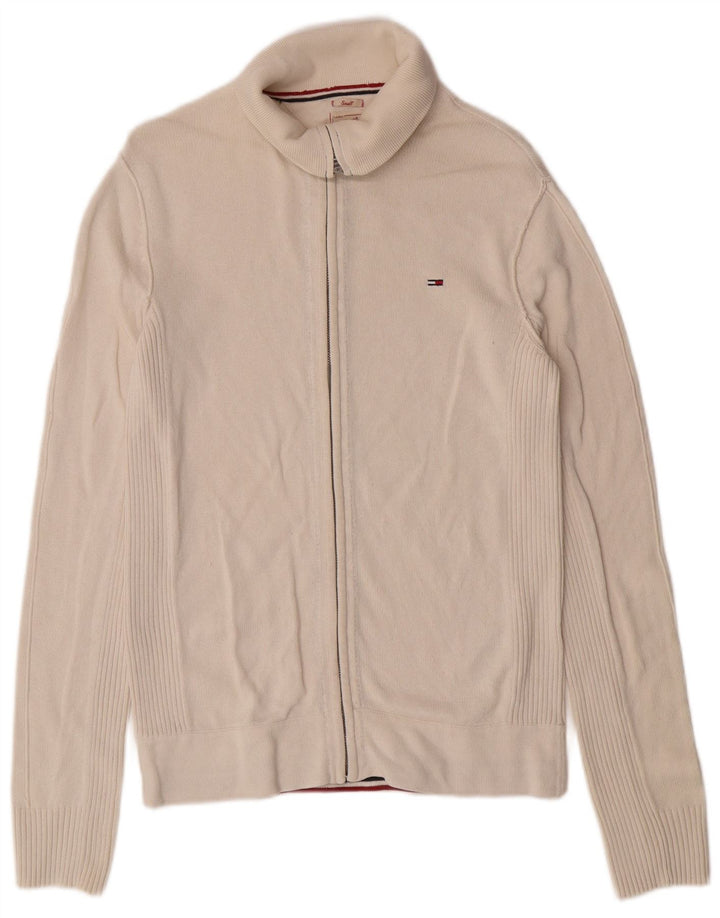 Tommy Hilfiger Herre Cardigan Sweater Small Off White Bomuld