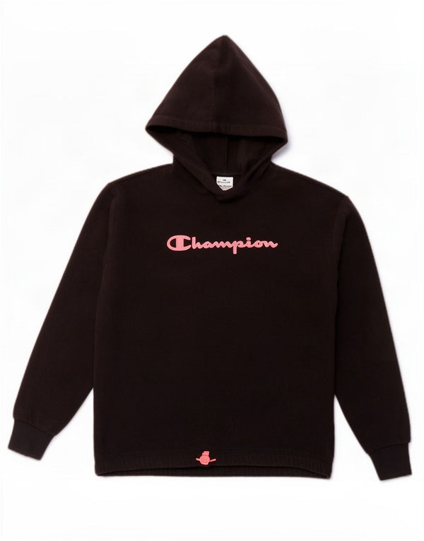 Champion piger grafisk fleecetrøje med hætte 15-16 år 2XL sort polyester