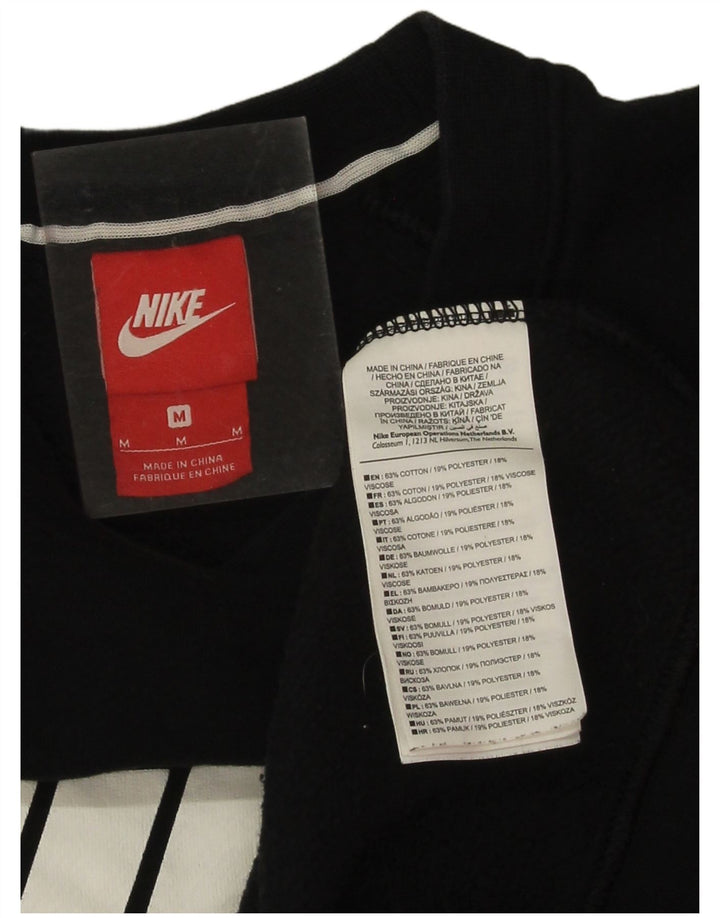 Nike Dame Grafisk Sweatshirt Jumper UK 14 Medium Sort Bomuld