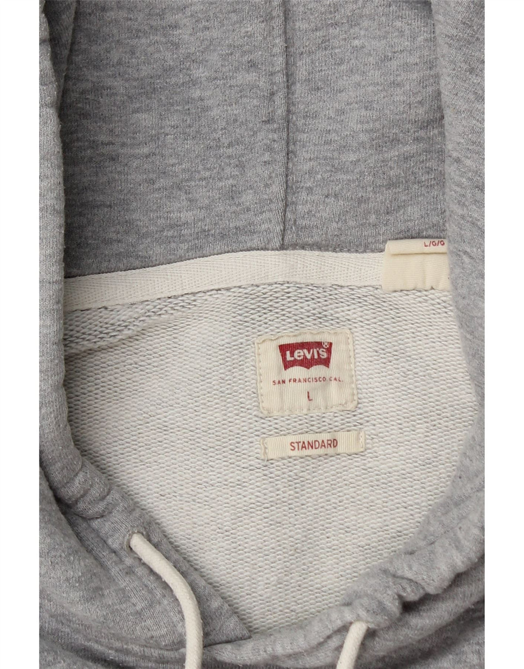 LEVI'S Mens Standard Graphic Hoodie Jumper Large Grey Cotton Vintage Levi's and Second-Hand Levi's from Messina Hembry 