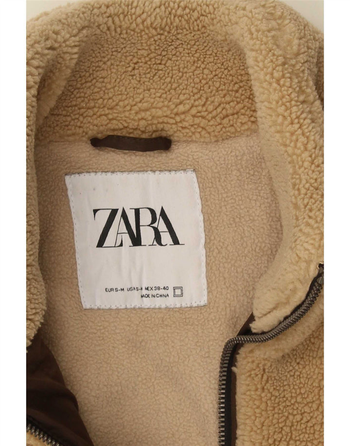 Zara Herre Fleecejakke UK 38 Medium Beige Polyester