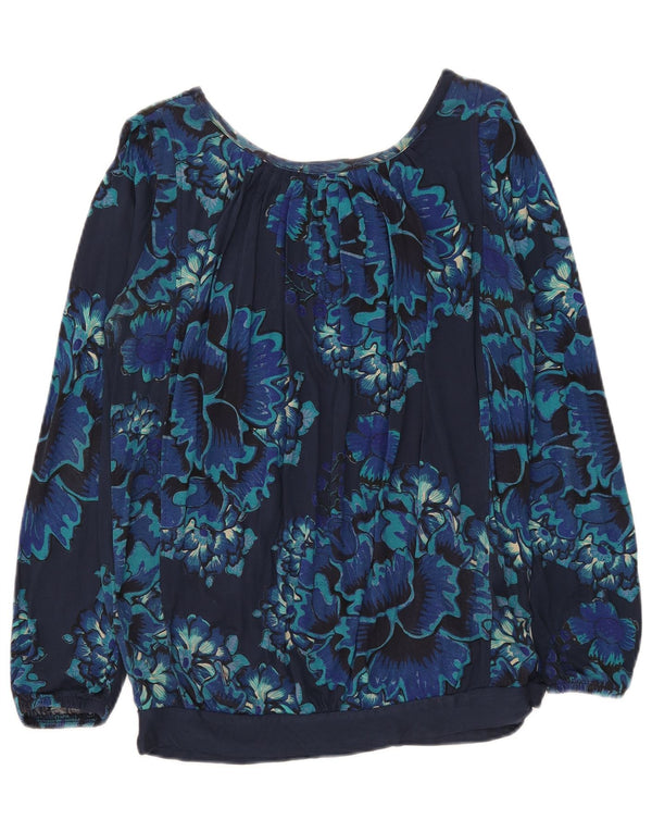 Desigual Womens Graphic Long Sleeve Blouse Top UK 14 Large Navy Blue Floral