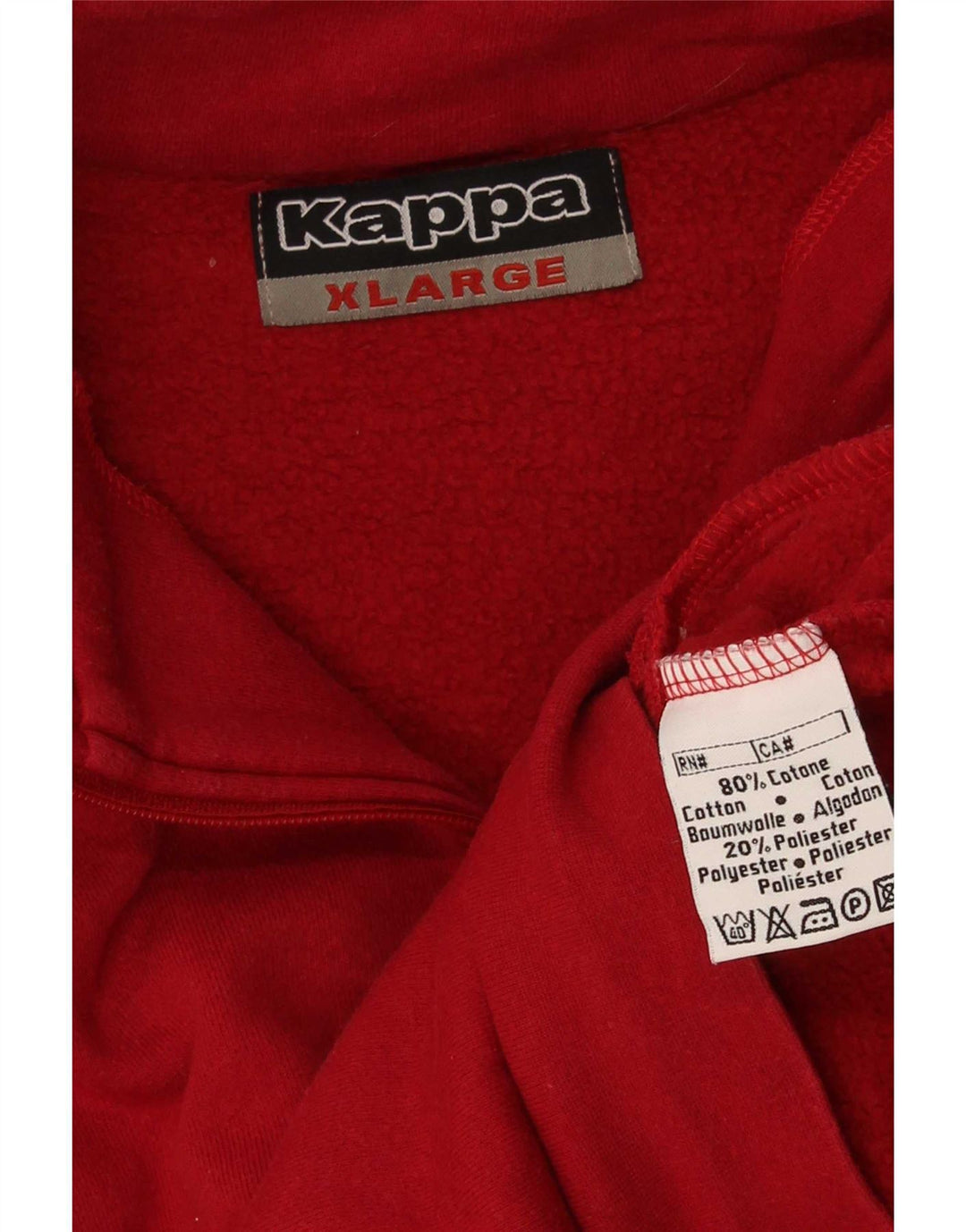 Kappa Sweatshirt med lynlås til mænd XL rød bomuld