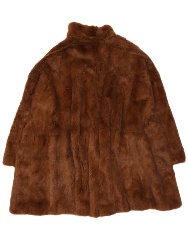 Vintage vendbar pelsfrakke til kvinder i overstørrelse UK 18 XL Brun