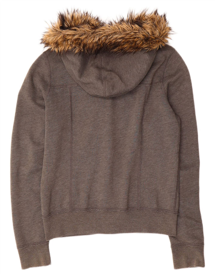 HOLLISTER hættetrøje til kvinder med lynlås UK 16 Large Grå Akryl