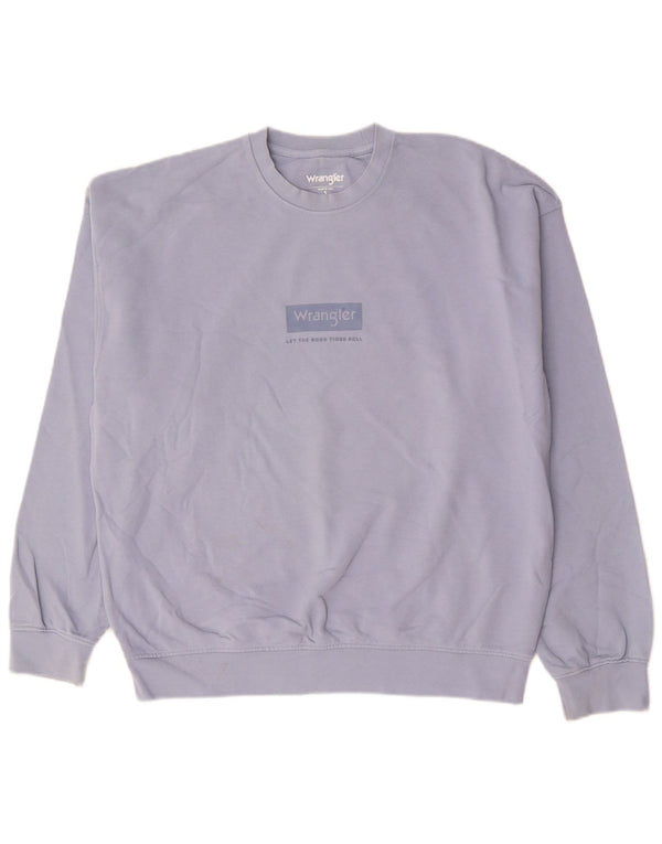 WRANGLER Herre Loose Fit Grafisk Sweatshirt Jumper Lille Blå Bomuld