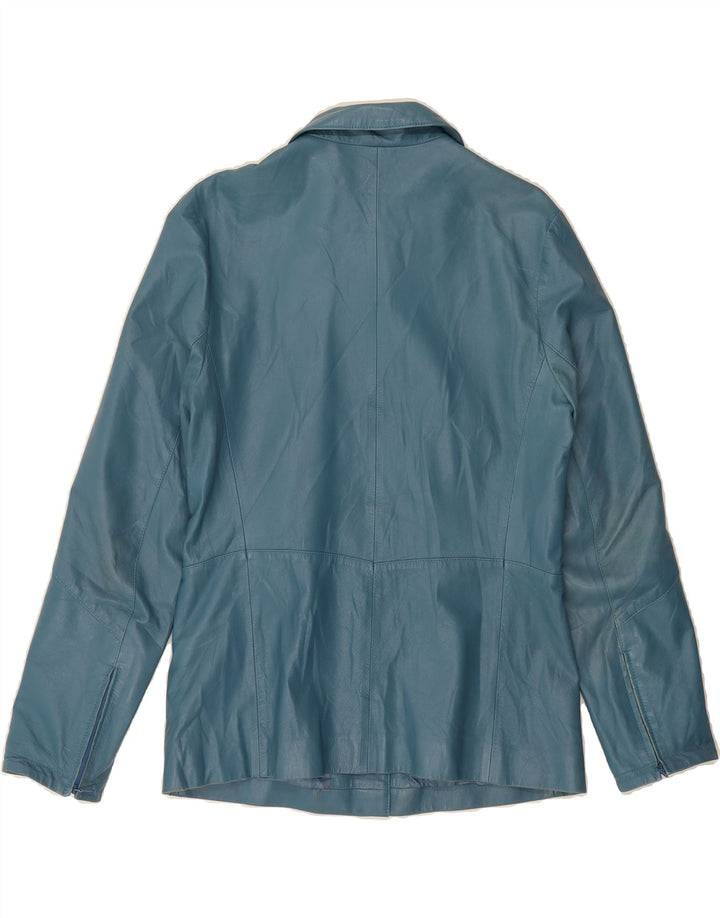 MAZZI Womens Leather Jacket IT 44 Medium Blue Leather Vintage Mazzi and Second-Hand Mazzi from Messina Hembry 