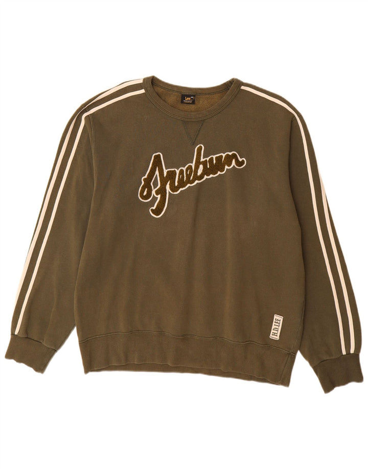 Lee Herre Grafisk Sweatshirt Jumper 2XL Khaki Bomuld