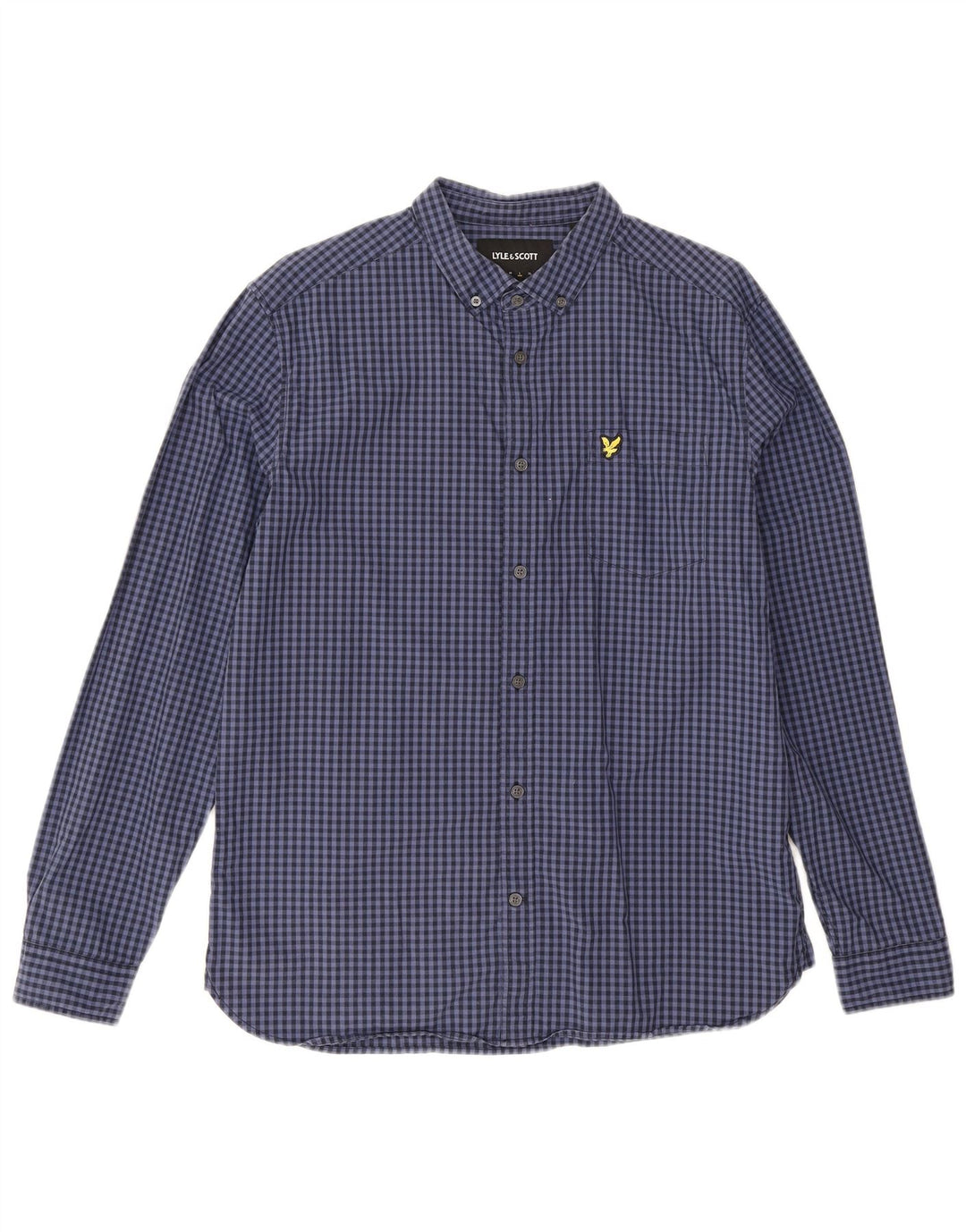Lyle & Scott Herreskjorte Stor marineblå Gingham Bomuld