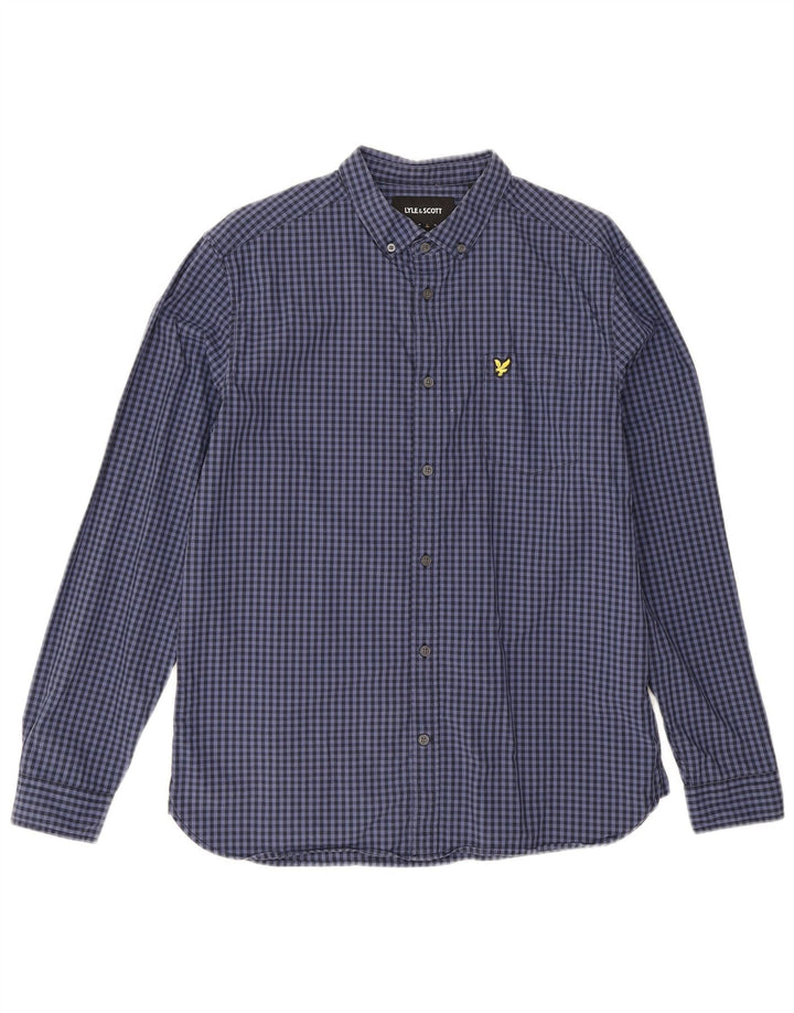 Lyle & Scott Herreskjorte Stor marineblå Gingham Bomuld