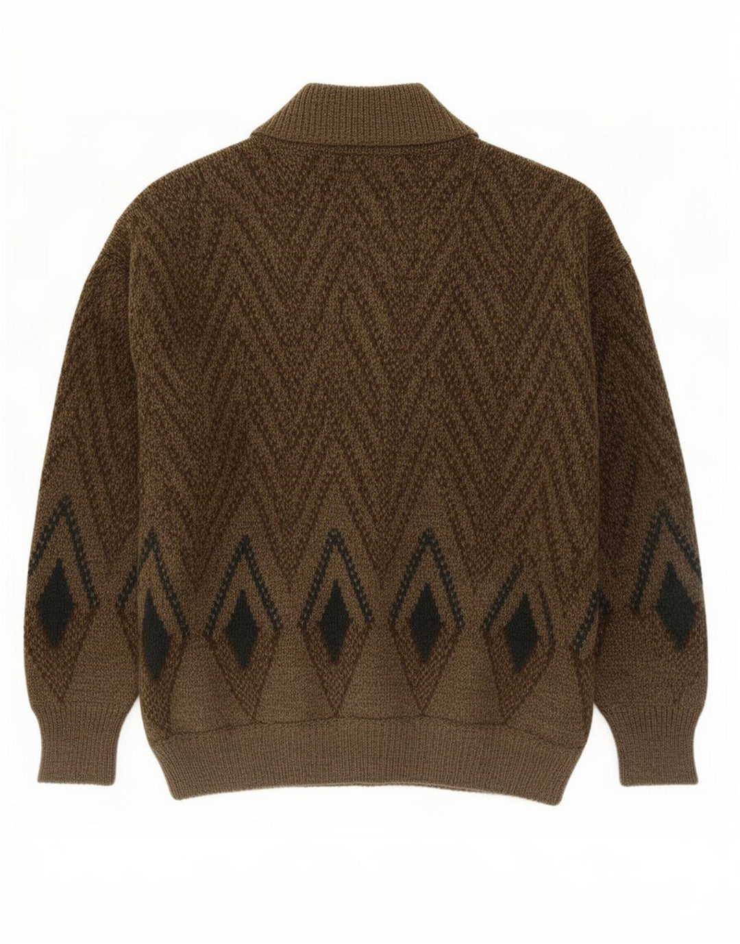 Vintage herre cardigan sweater Medium Khaki Geometrisk Uld