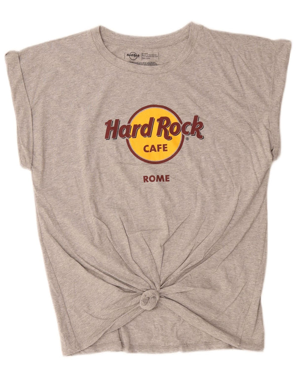 Hard Rock Cafe Dame Rom Grafisk T-Shirt Top UK 18 XL Grå Bomuld