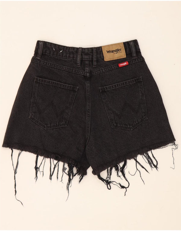 Wrangler Womens High Waist Denim Shorts US 7 Medium W24 Black Cotton