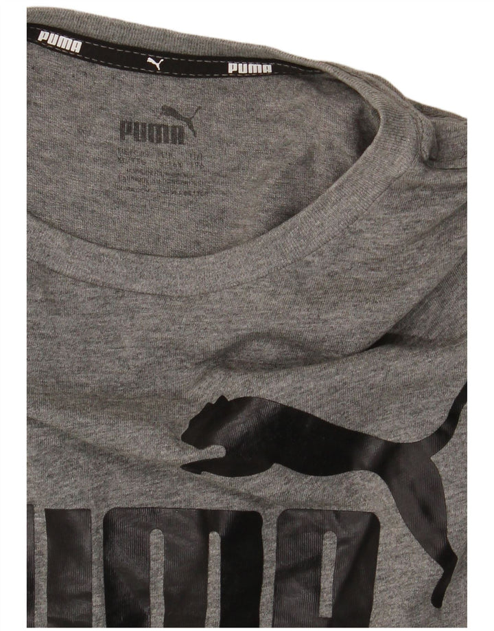 PUMA Boys Graphic T-Shirt Top 15-16 Years Grey Cotton