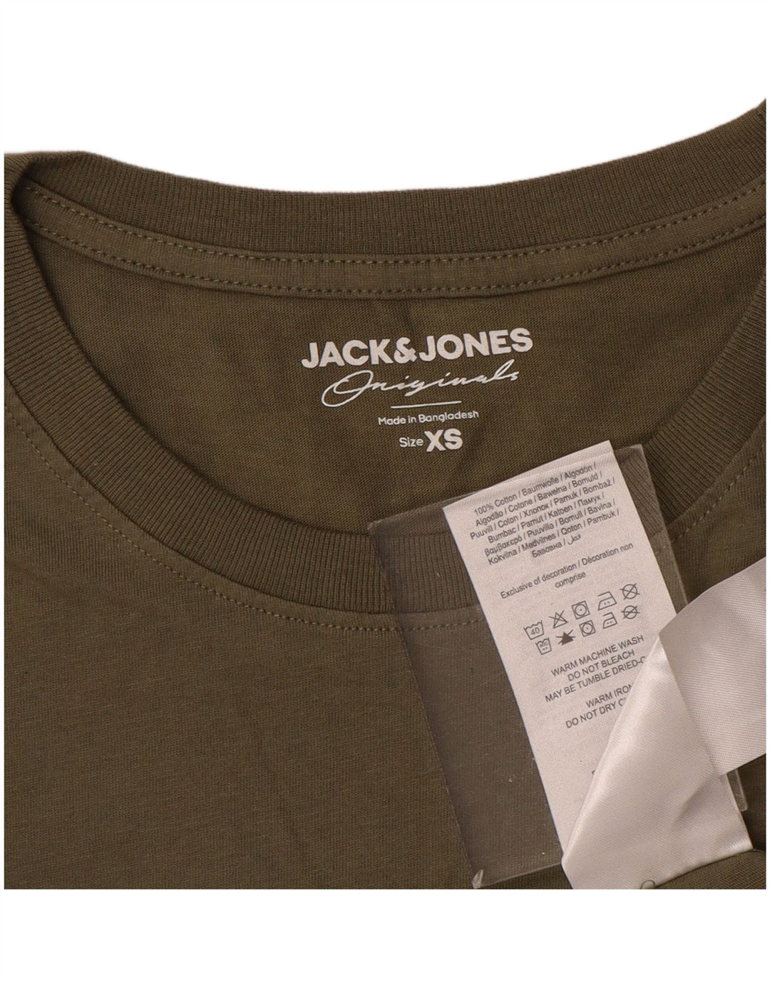 JACK & JONES Herre T-Shirt Top XS Khaki Bomuld