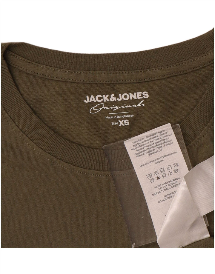 JACK & JONES Herre T-Shirt Top XS Khaki Bomuld