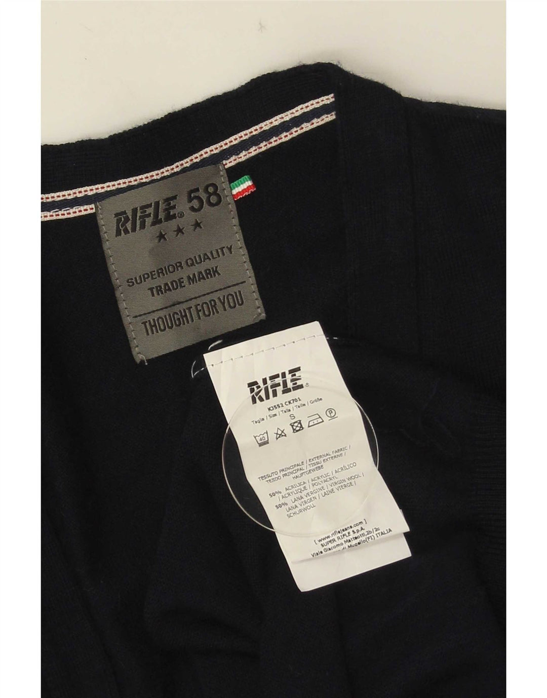 Riffel Herre Cardigan Sweater Lille Marineblå Akryl