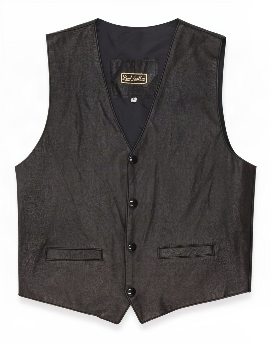 Vintage herre læder vest, stor sort