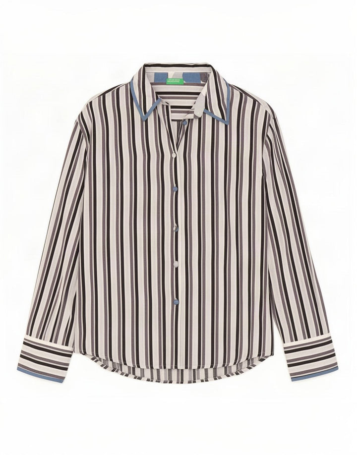 Benetton Dameskjorte UK 14 Medium Flerfarvet Stribet