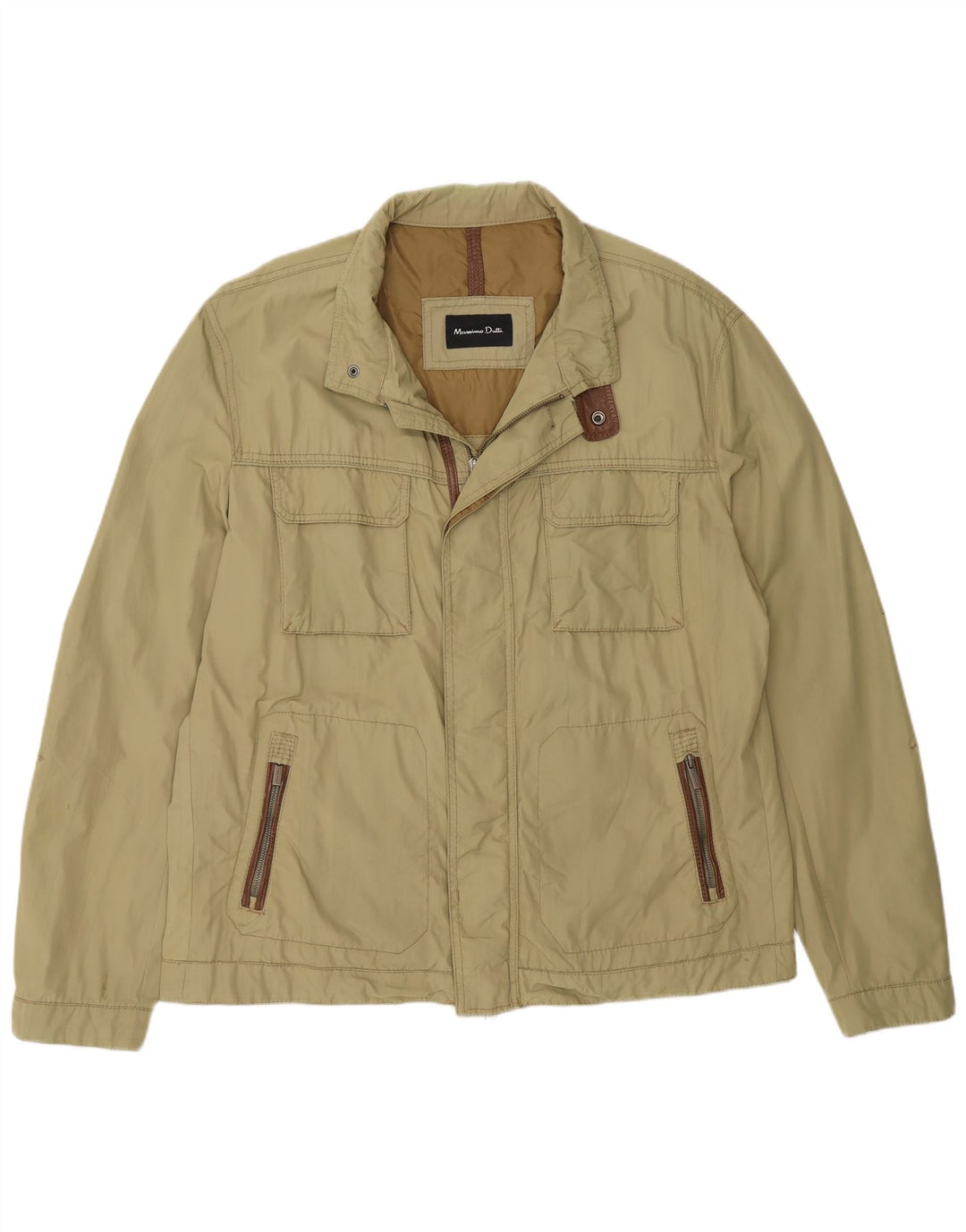 Massimo Dutti Herre Utility Jacket UK 44 2XL Khaki Nylon