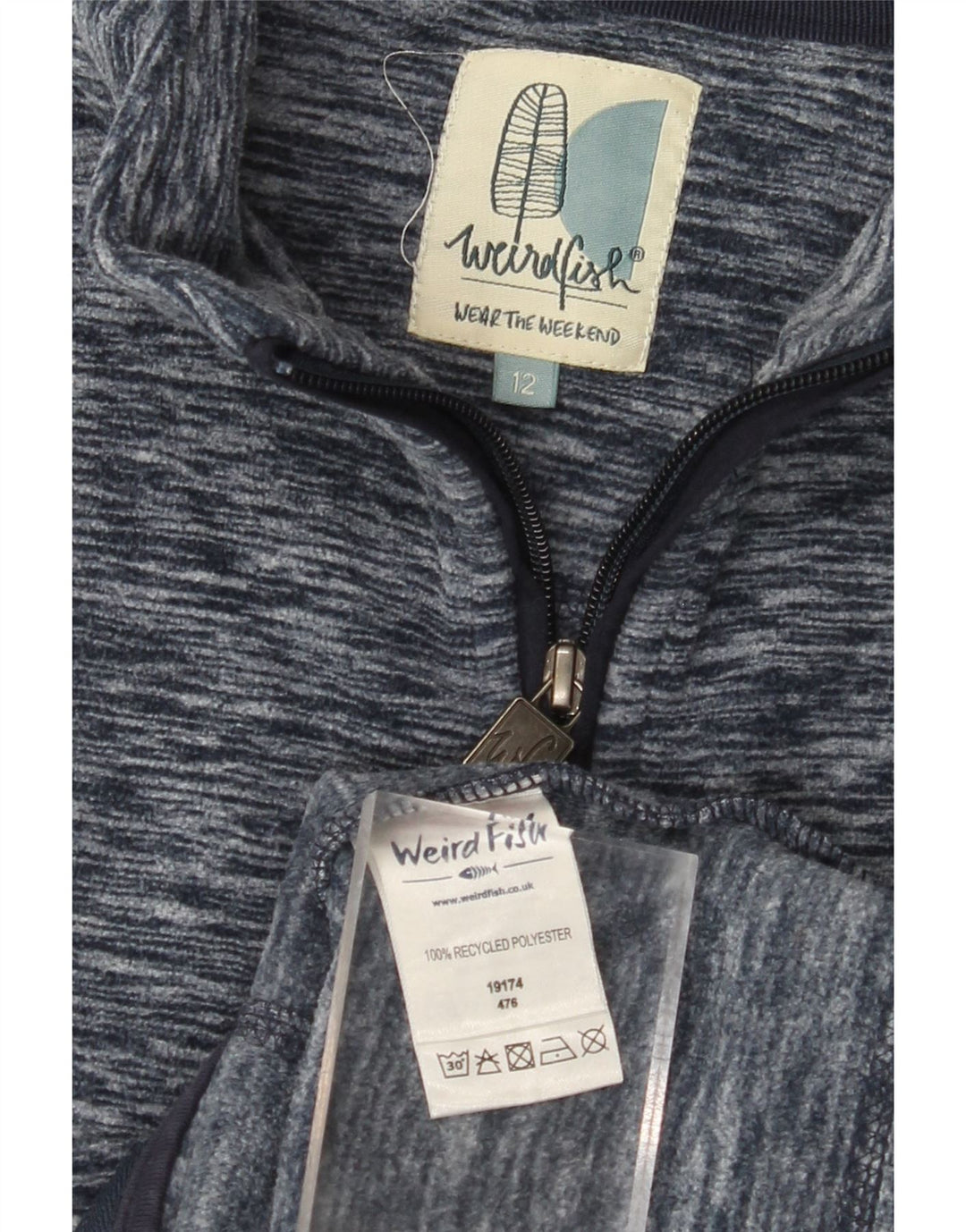 WEIRD FISH Fleecejakke til kvinder UK 12 Medium Navy Blue Flecked Polyester