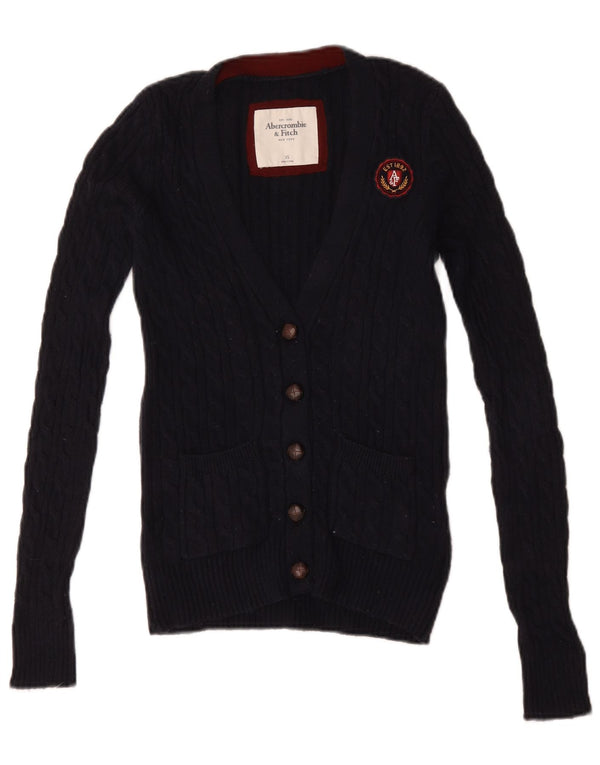 Abercrombie & Fitch dame cardigan sweater UK 6 XS marineblå bomuld