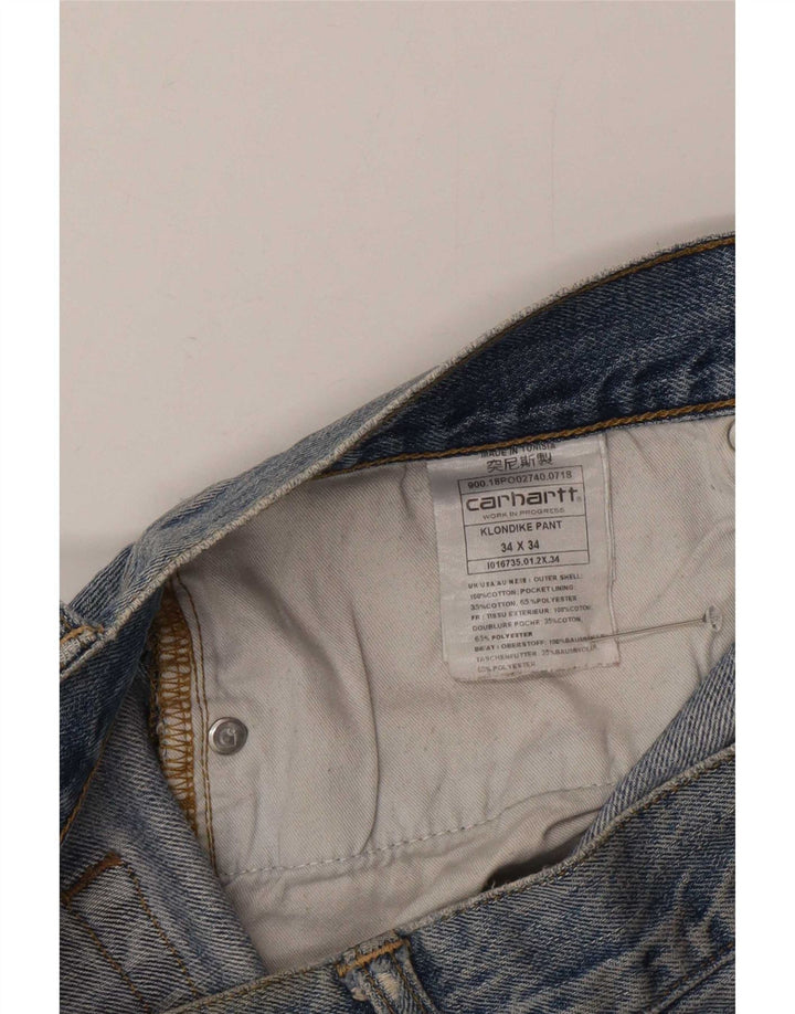 Carhartt Herre Distressed Straight Jeans W34 L34 Blå Bomuld