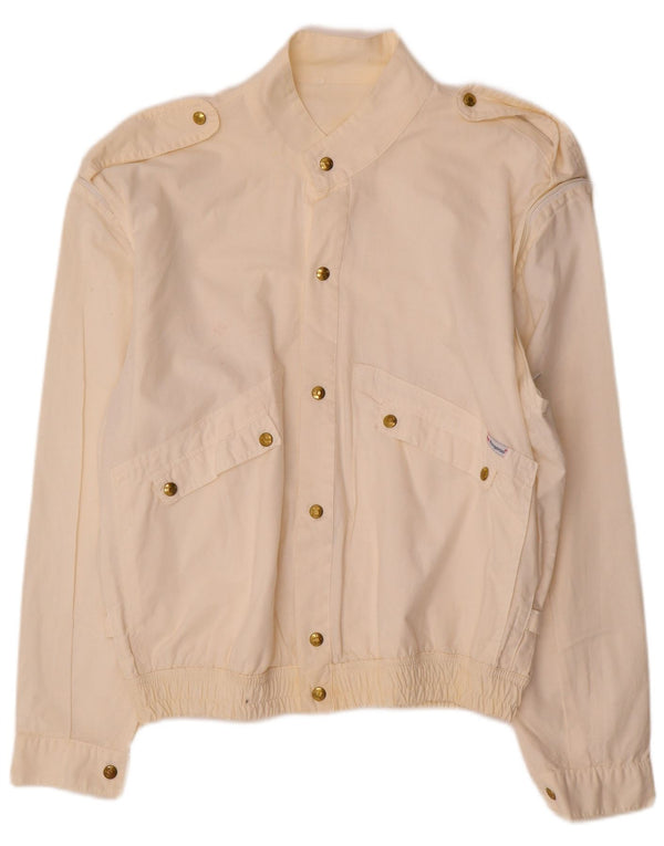 Vintage Mens Military Bomber Jacket UK 40 Large Beige Cotton