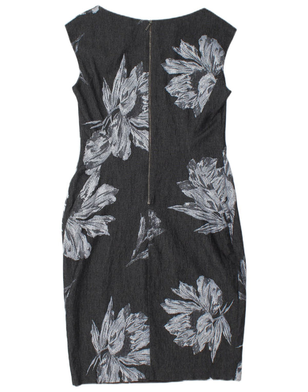 PHASE EIGHT Womens Sleeveless Sheath Dress UK 12 Medium Grey Floral Cotton