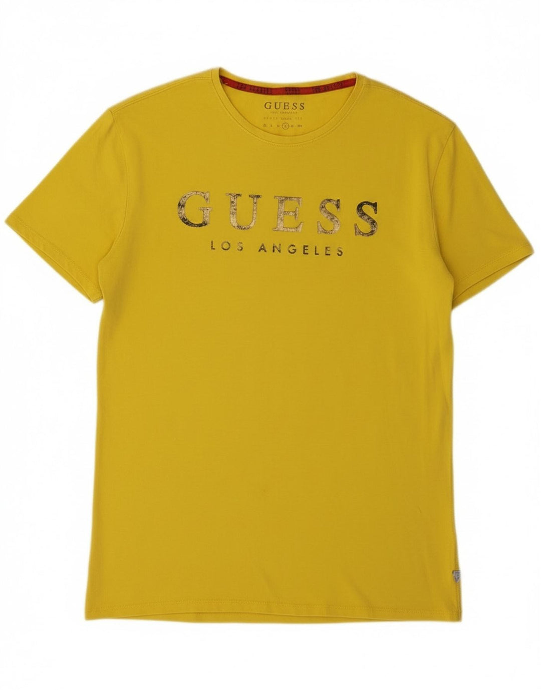 Guess Herre Grafisk T-Shirt Top Stor Gul