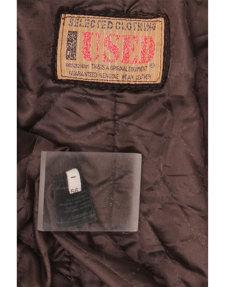 Vintage herre læderjakke IT 56 3XL brunt læder